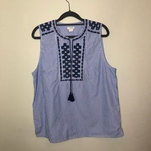J. Crew Striped Sleeveless Top with Embroidery 12